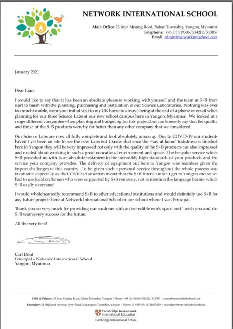 Network International School Reference Letter