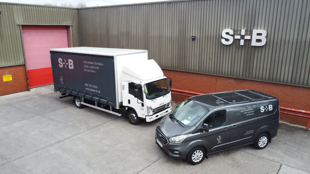 S+B UK lab furniture and fume cupboards - delivery truck and van