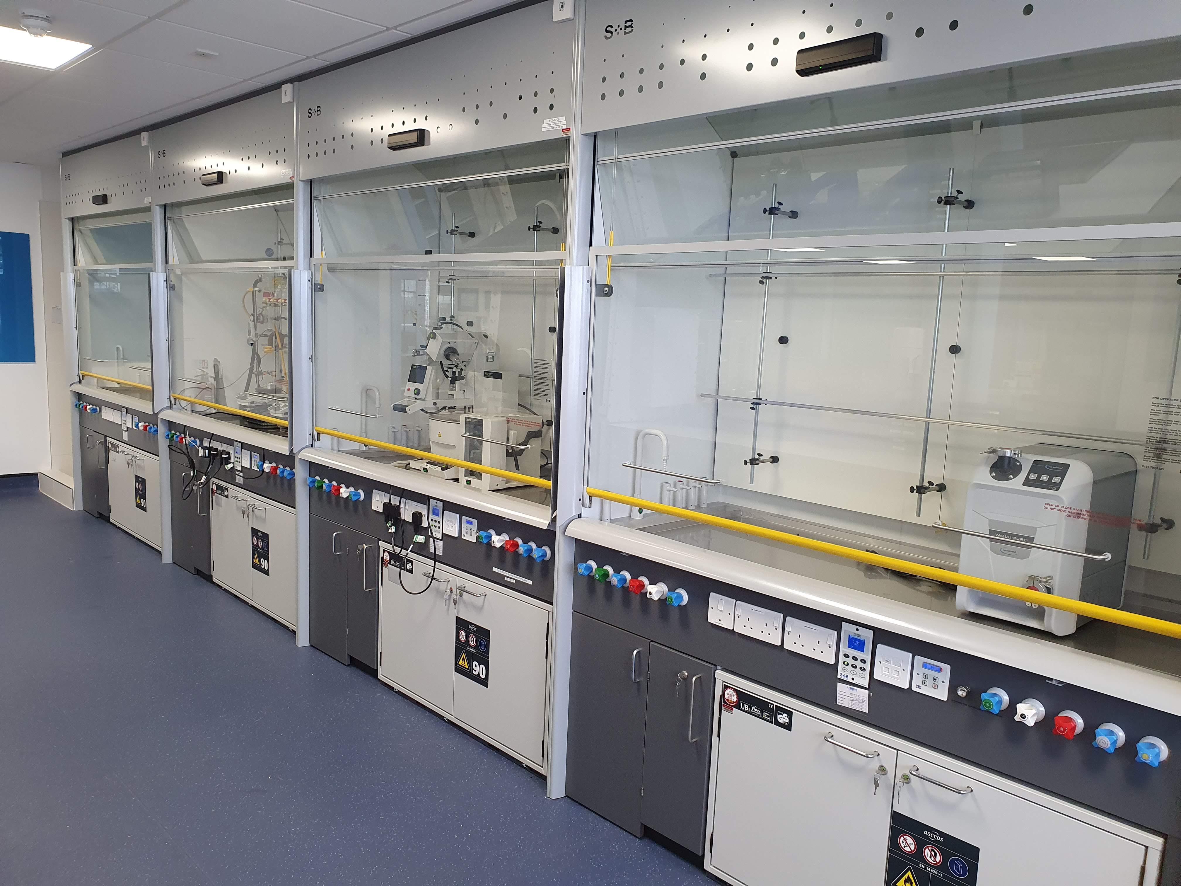 Fume cupboards in a lab