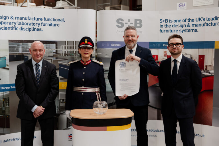 The S+B UK Directors with the The Lord Lieutenant of Greater Manchester, Mrs Diane Hawkins, during the Queens' Award for Enterprise: International Trade - Presentation Ceremony