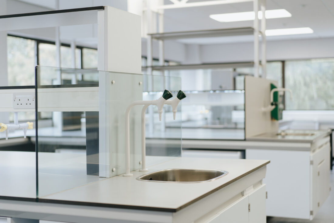 A laboratory counter and sink