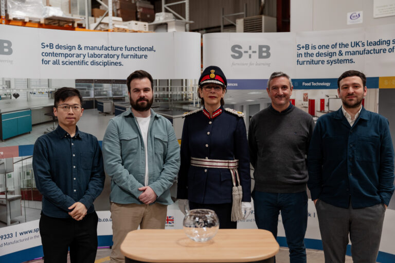 S+B UK Team Members with the The Lord Lieutenant of Greater Manchester, Mrs Diane Hawkins, during the Queens' Award for Enterprise: International Trade - Presentation Ceremony